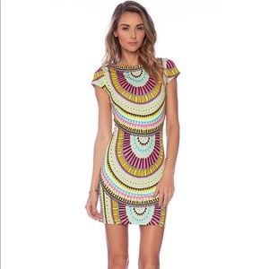 Mara Hoffman cap sleeve neon print mini dress
